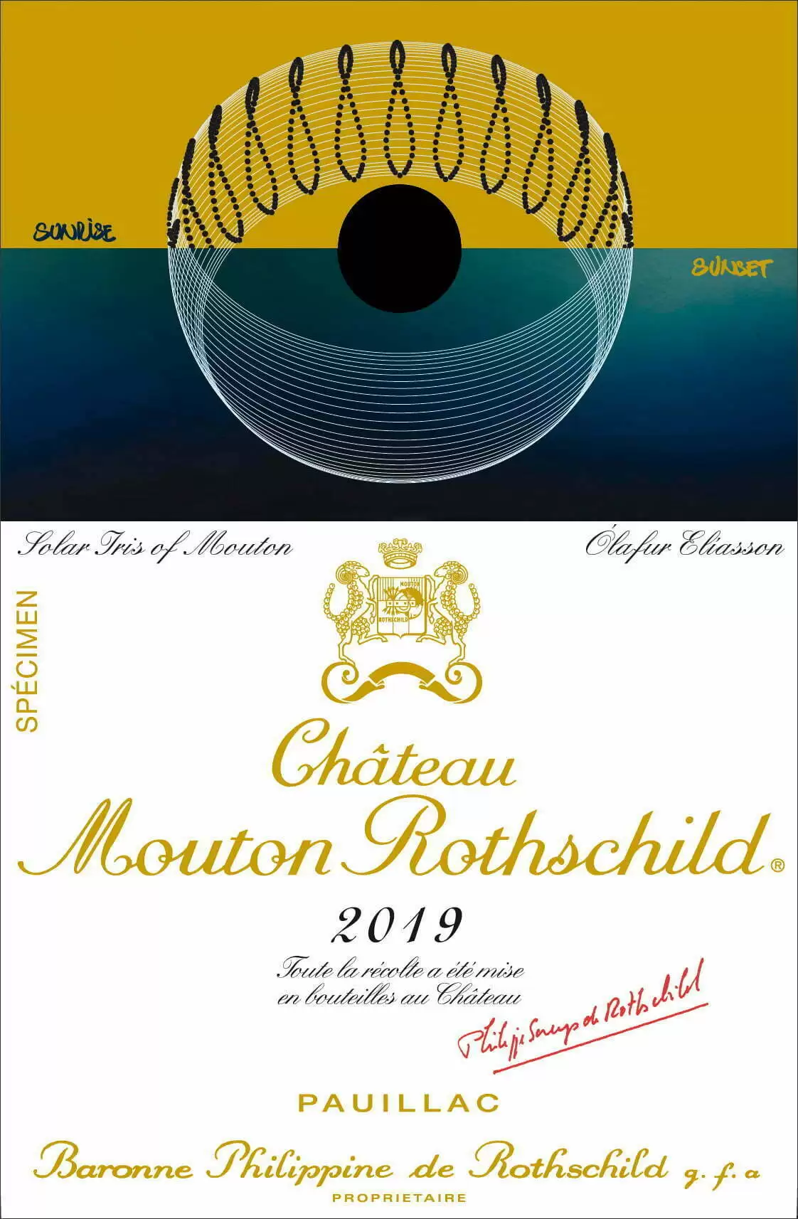 Artistul nordic Olafur Eliasson a fost ales să realizeze o lucrare pentru eticheta vinului Château Mouton Rothschild 2019