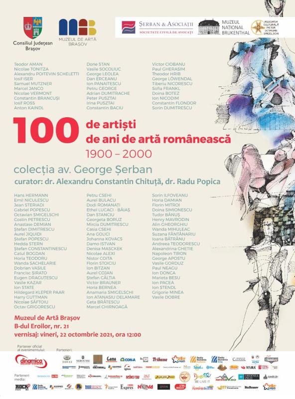 “100 de artiști în 100 de ani de artă românească 1900-2000”, la Muzeul de Artă Braşov
