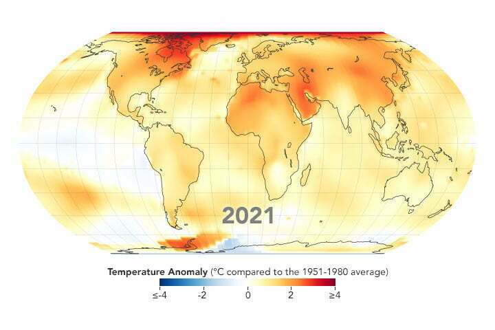 NASA: 2021- al şaselea cel mai călduros an, la egalitate cu 2018