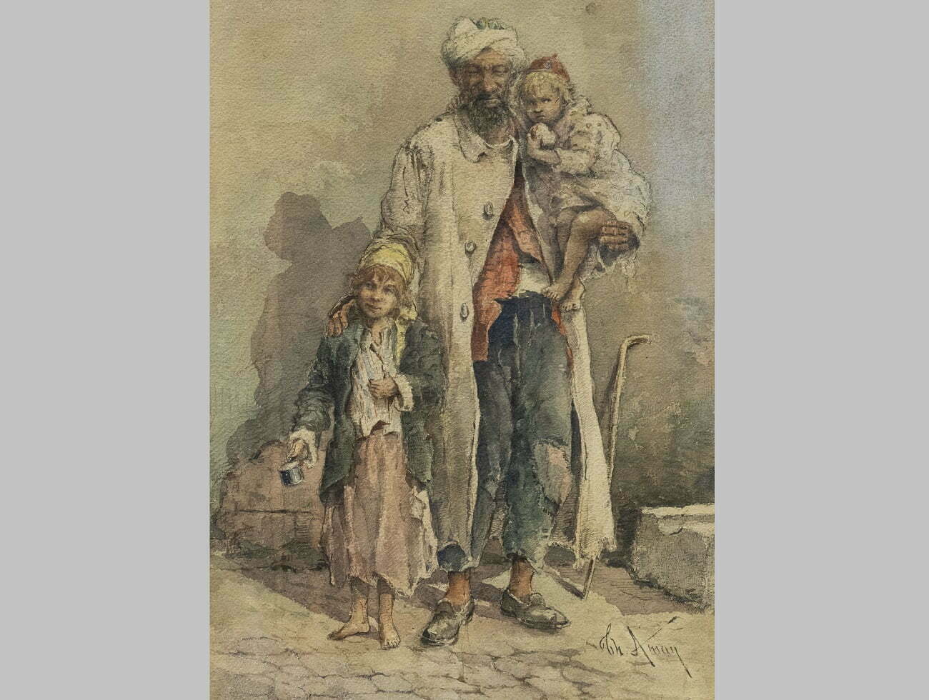 Acuarela „Cerșetori”, de Theodor Aman, vândută pentru 30.000 de lei în licitație la Alis