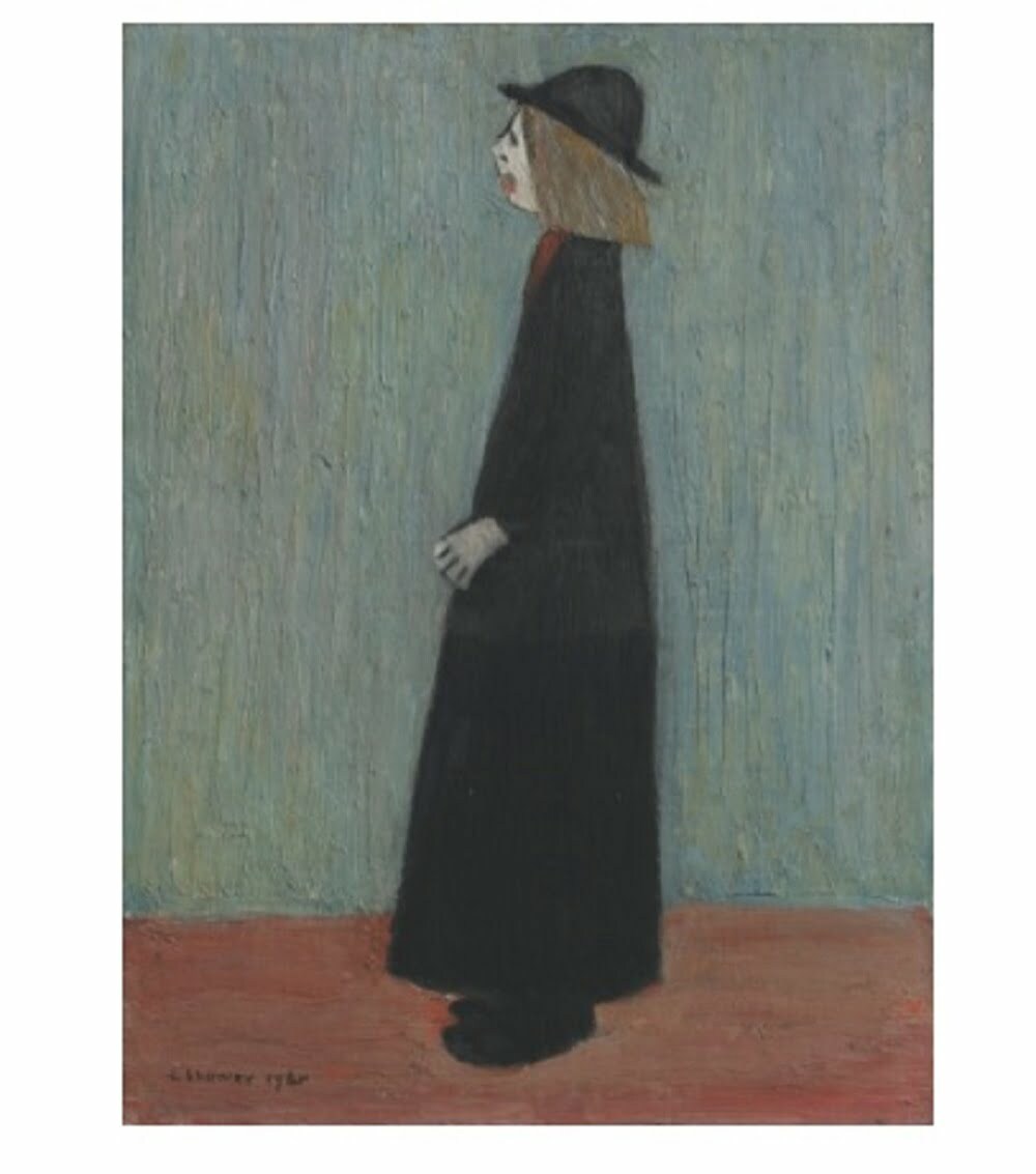 a woman standing lowry