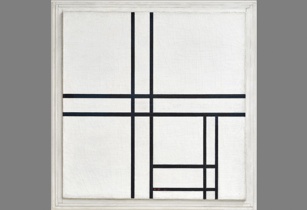 piet mondrian composition in black and white, with double lines, 1934