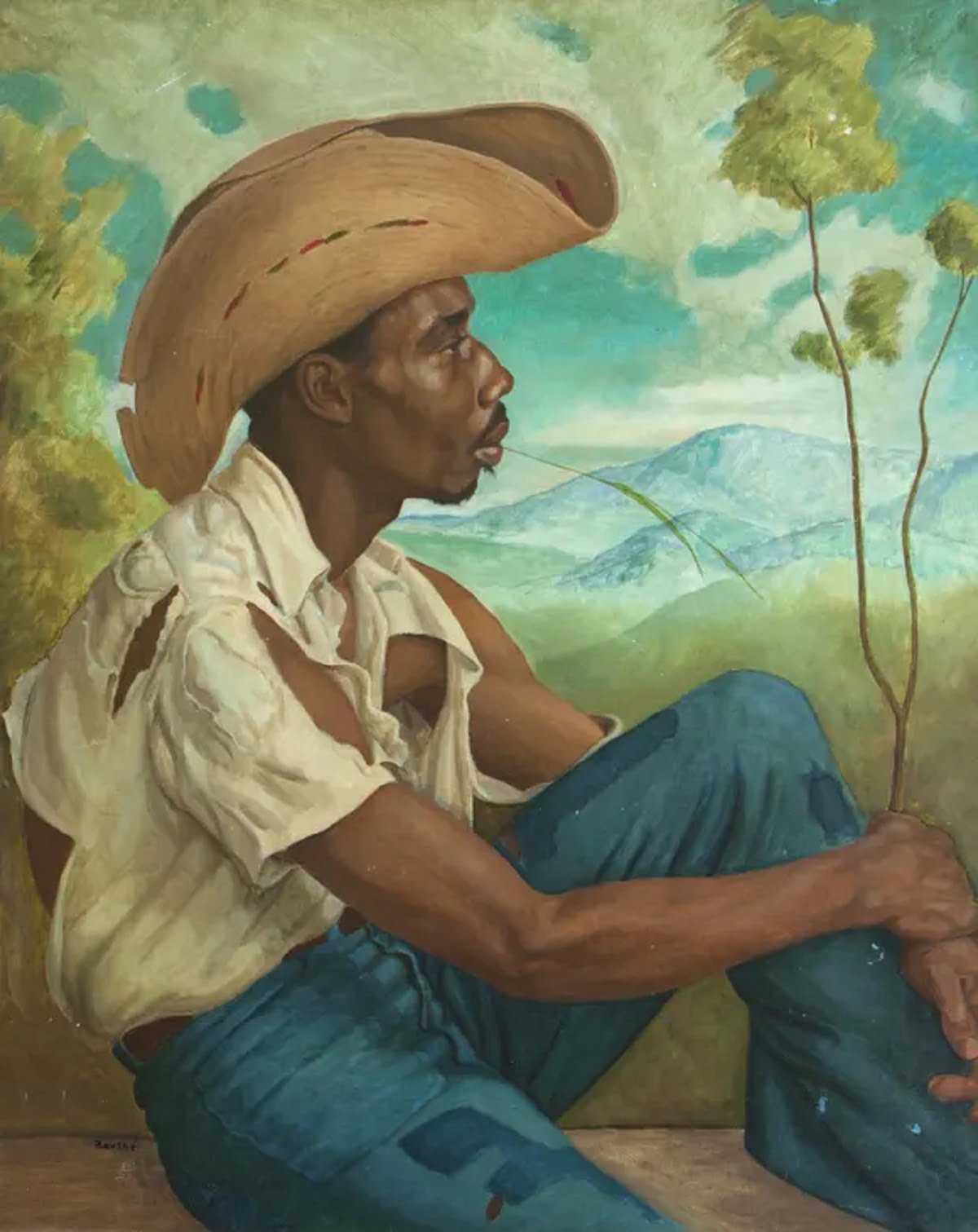 richmond barthe seated man in a landscape