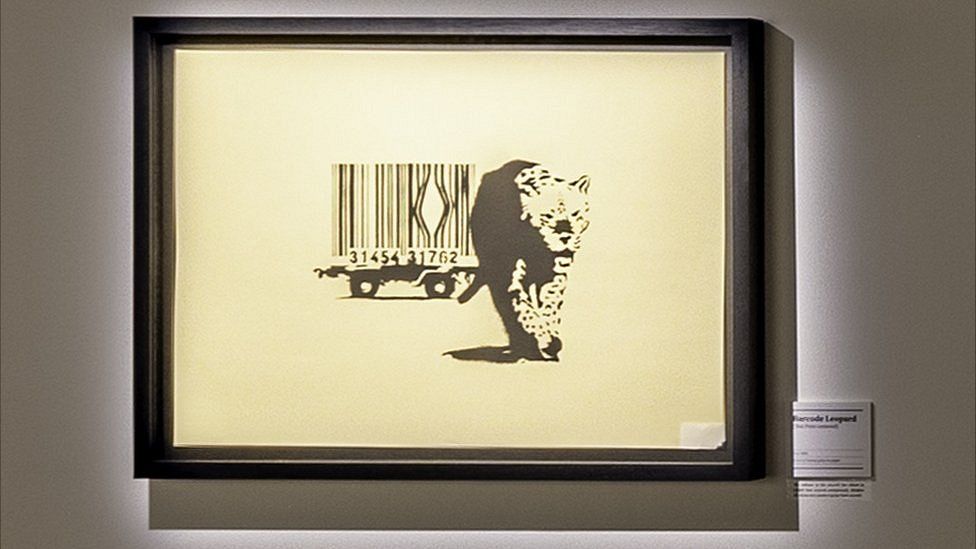 Lucrarea „Leopard and Barcode” a lui Banksy, expusă prima dată în decurs de un deceniu