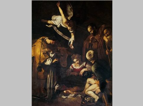 nativity with st francis and st lawrence caravaggio