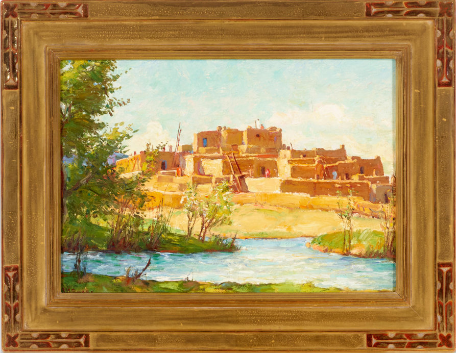 view of the taos pueblo by joseph henry sharp
