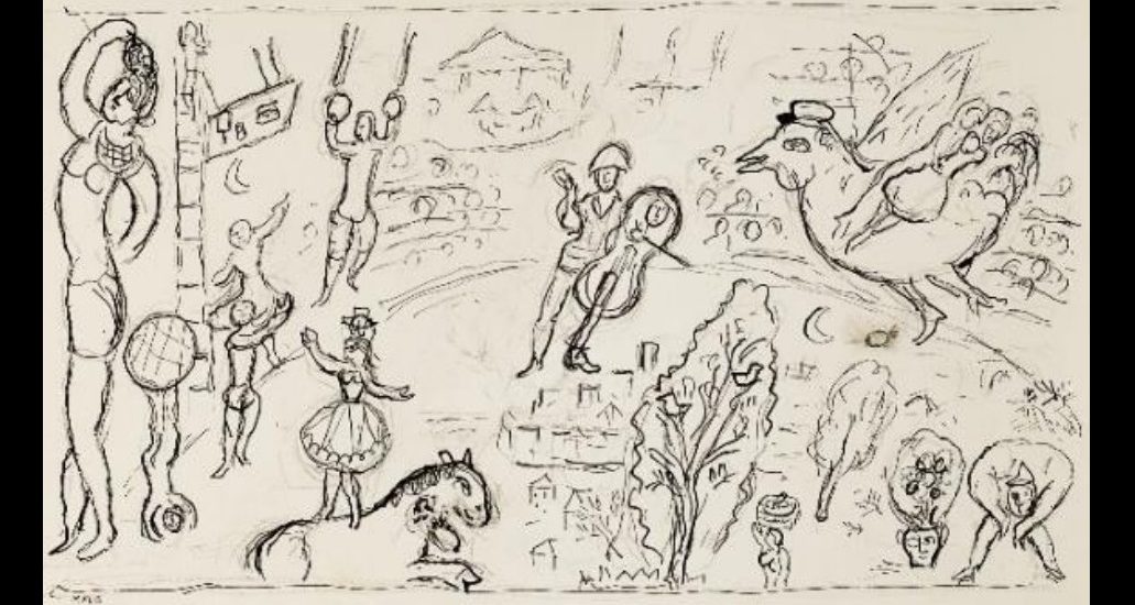 chagall, studiu pentru commedia dell arte