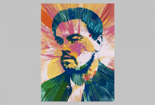 damien hirst, portrait leonardo dicaprio looking away (2016)