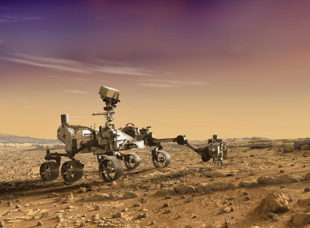 mars,explore,mission.,the,perseverance,rover,deploys,its,equipment,against