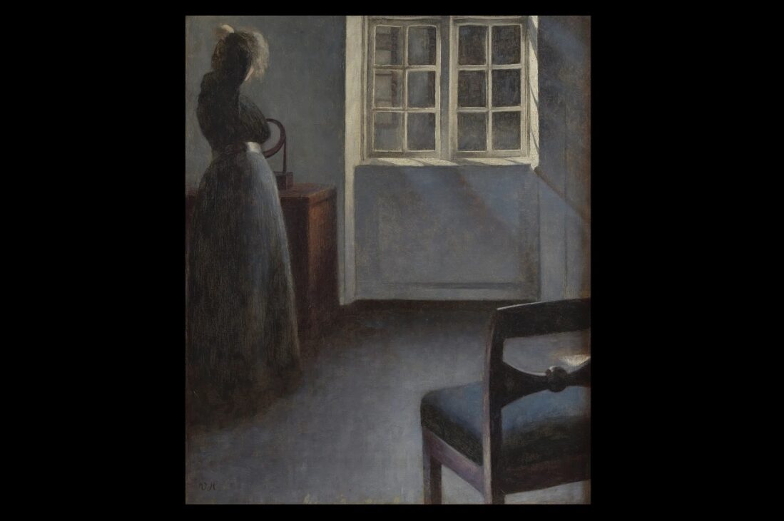 vilhelm hammershøi, woman before a mirror, 1906