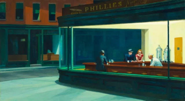 edward hopper’s nighthawks, 1942. courtesy of the art institute of chicago