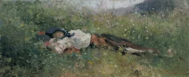 Nicolae Grigorescu, Țărăncuță culcată în iarbă (între 1886 și 1895)