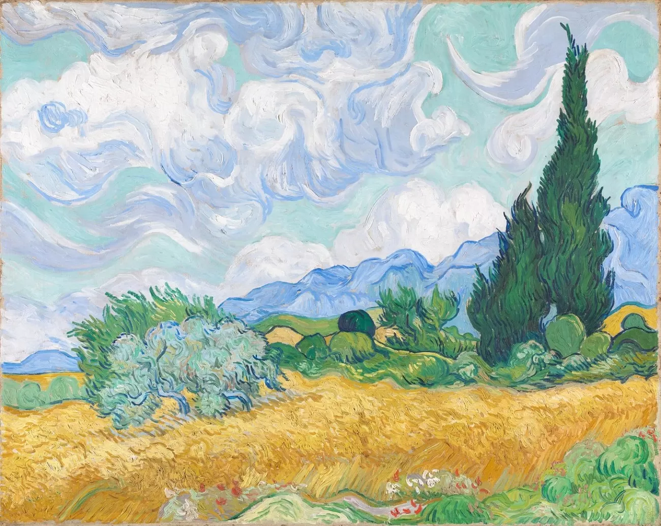 a wheatfield, with cypresses, 1889