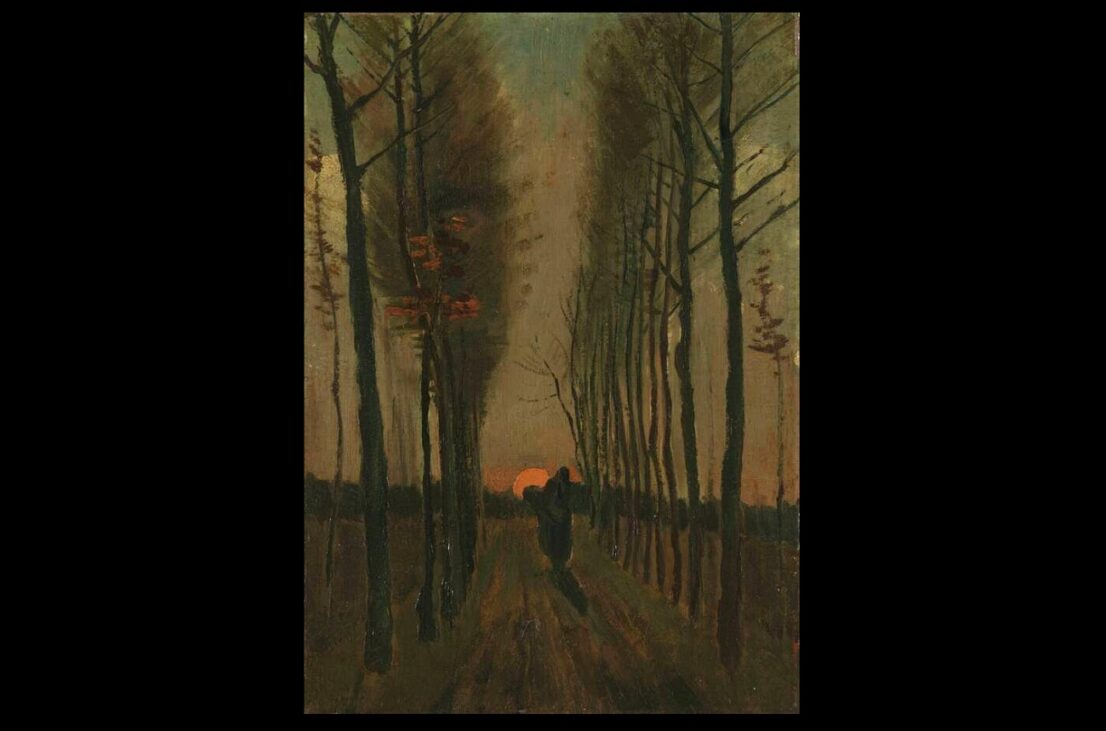 van gogh poplars sunset, kroller muller museum