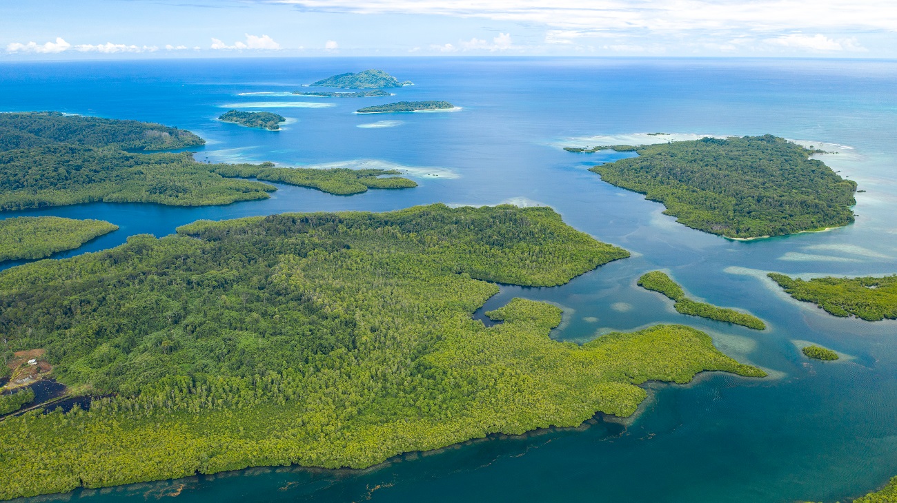 aerial,view,of,islands,near,goragosele,passage,in,south,choiseul,