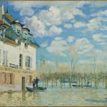 la barque pendant linondation, port marly, 1876, alfred sisley