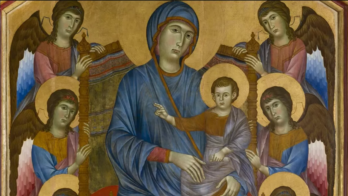 maesta, cimabue, detaliu, captura video