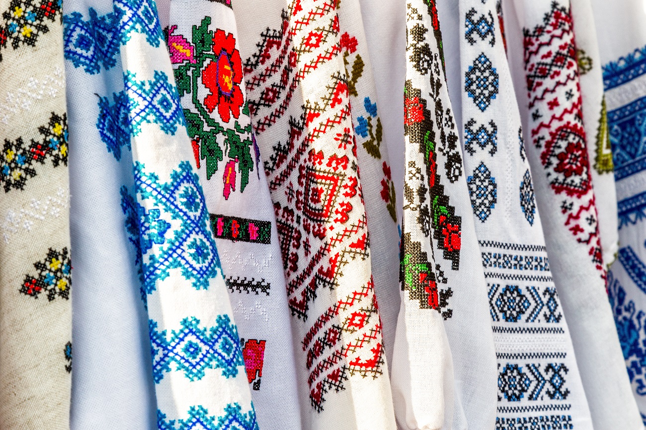 detail,of,colored,ie,close up,romanian,traditional,costume
