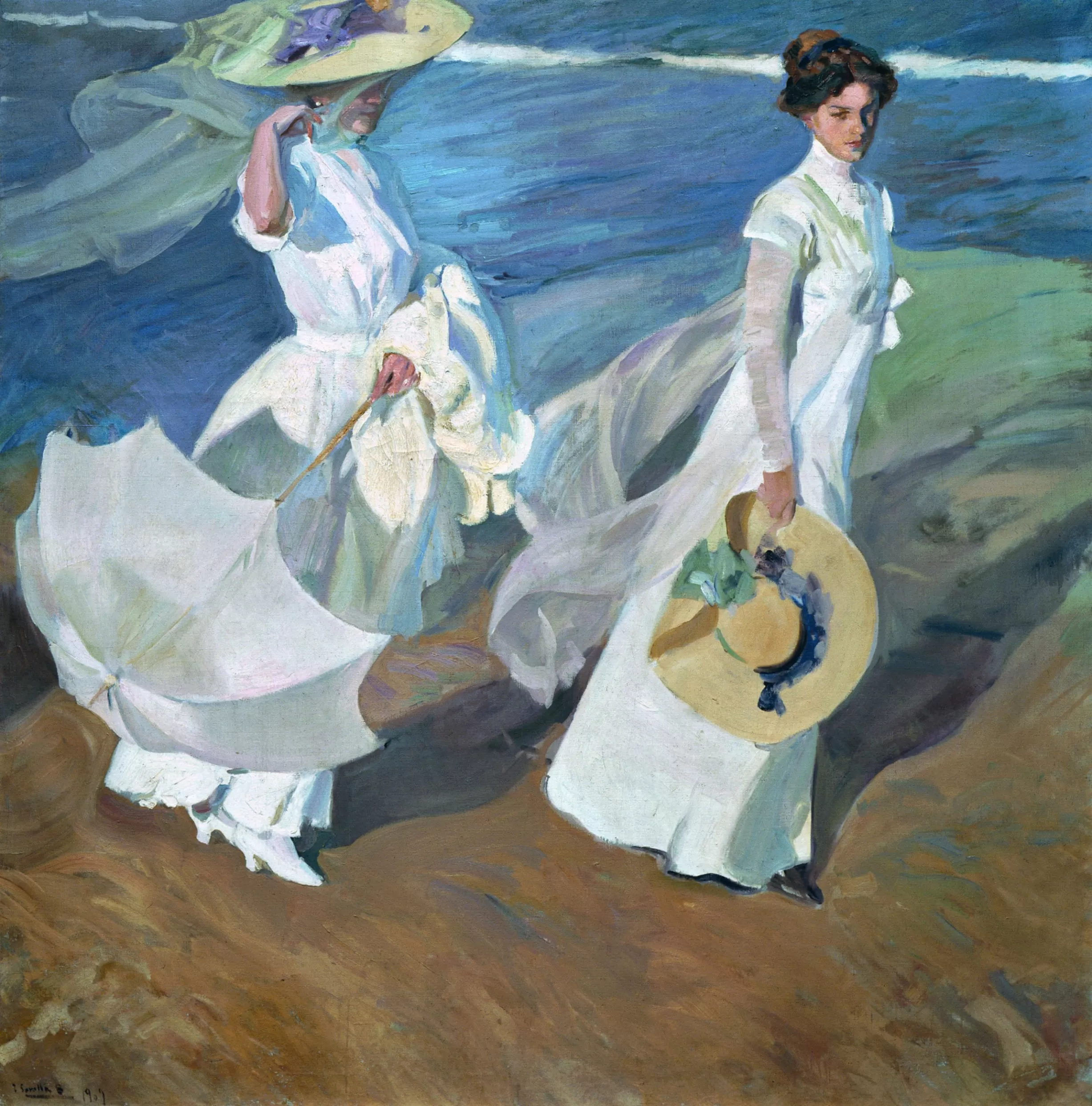 joaquin sorolla, paseo a la orilla del mar, 1909