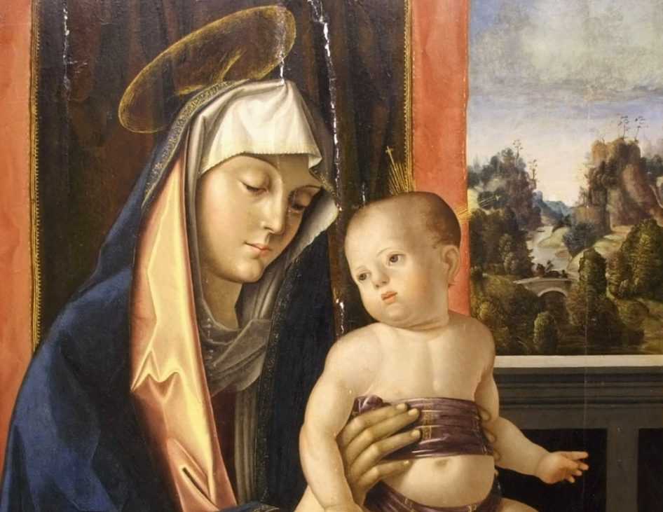 madona cu pruncul, detaliu, solario, art recovery international