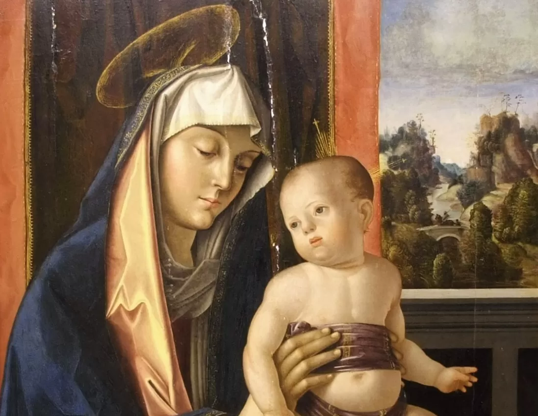 madona cu pruncul, detaliu, solario, art recovery international