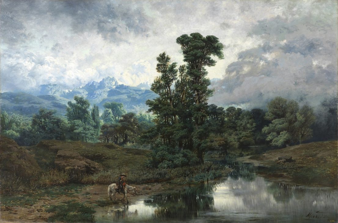 paisaje del pardo al disiparse la niebla, degrain, prado