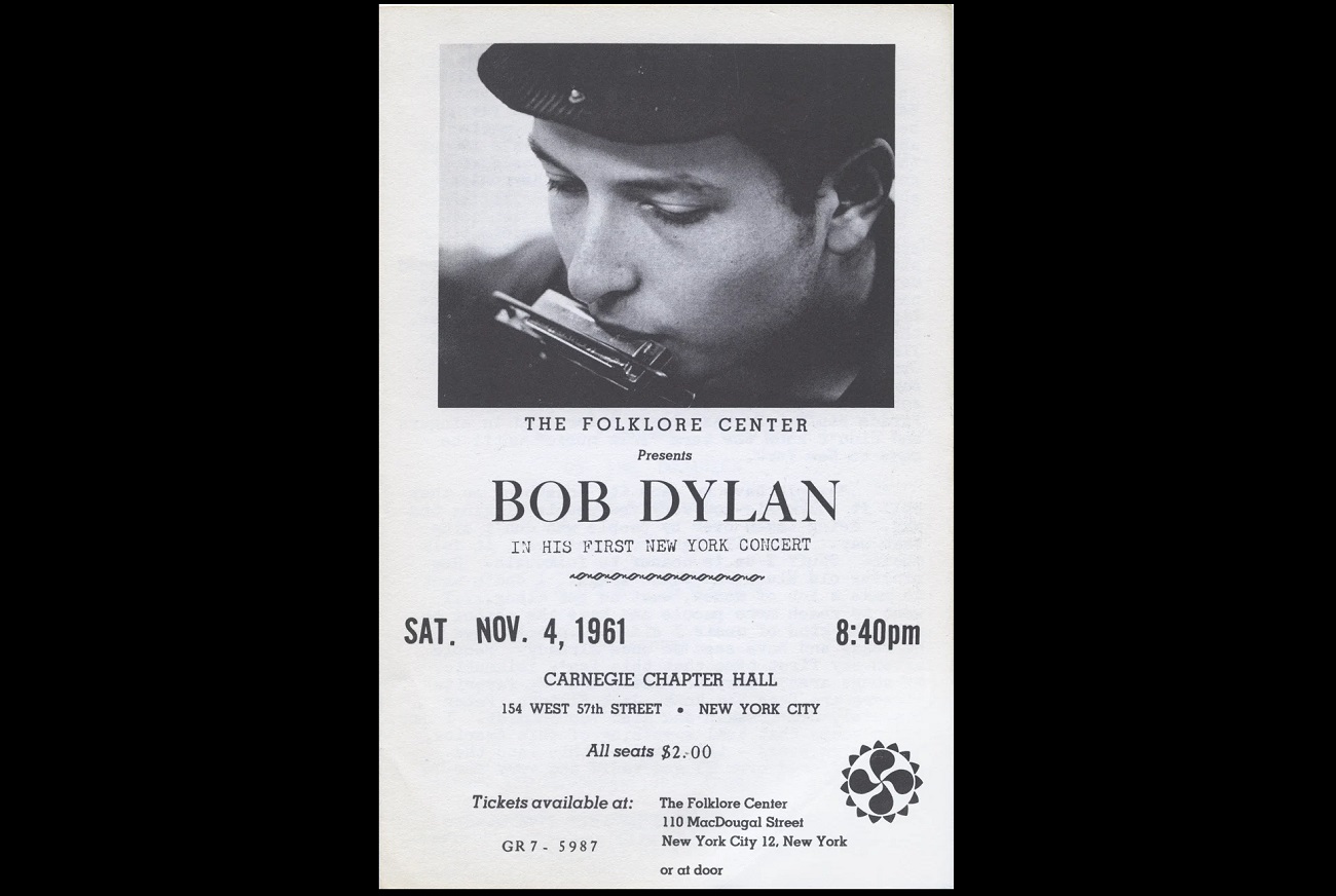 bob dylan carnegie hall flyer, american song archives