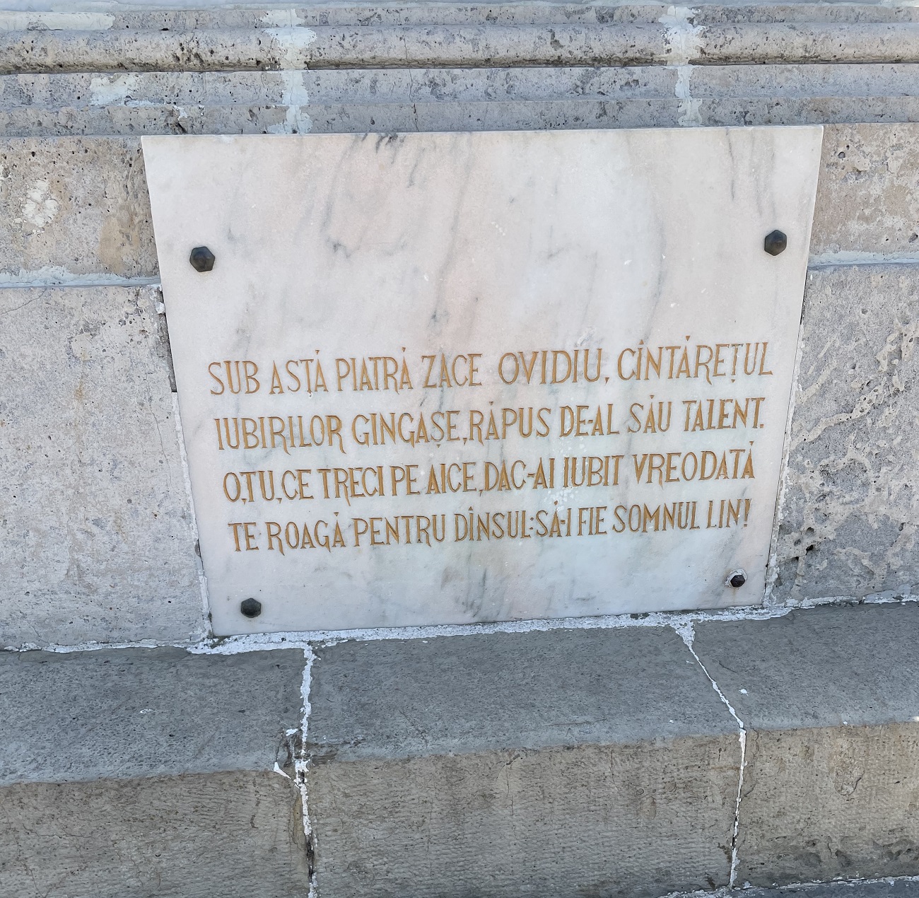 inscriptie statuie ovidiu, piata ovidiu, constanta, curatorial