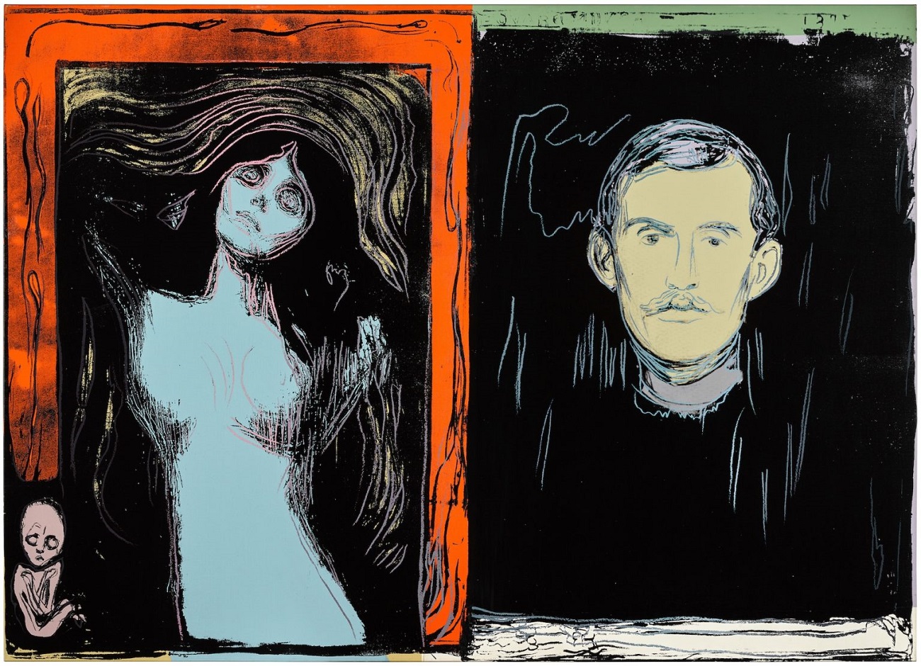 andy warhol, madonna and self portrait with skeleton’s arm