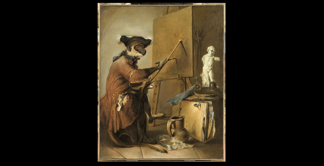 le singe peintre, chardin, musee du louvre