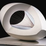 hepworth, sculpture with colour (oval form) pale blue and red