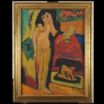 ernst ludwig kirchner, naked girl behind curtain (fränzi), restaurata foto rik klein gotink, stedelijk