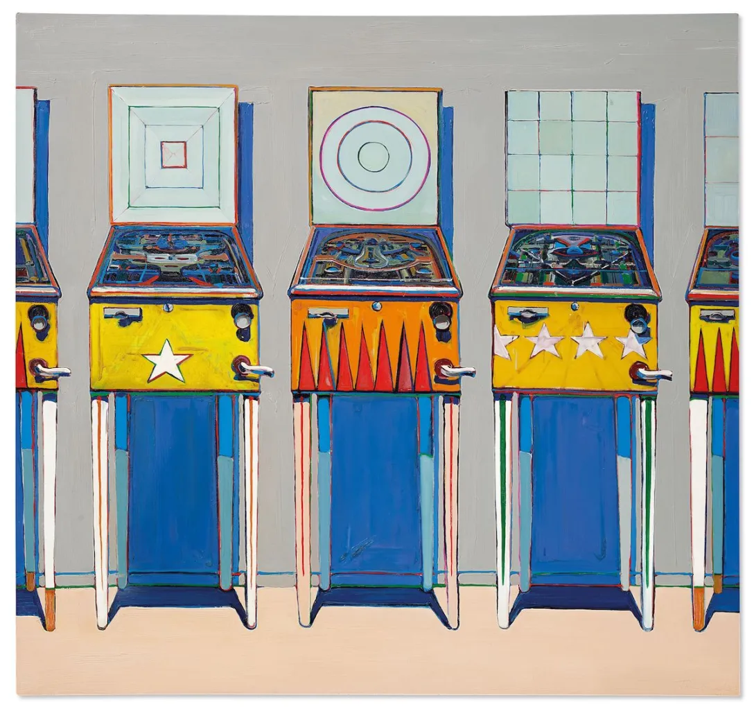 wayne thiebaud, four pinball machines, 1962