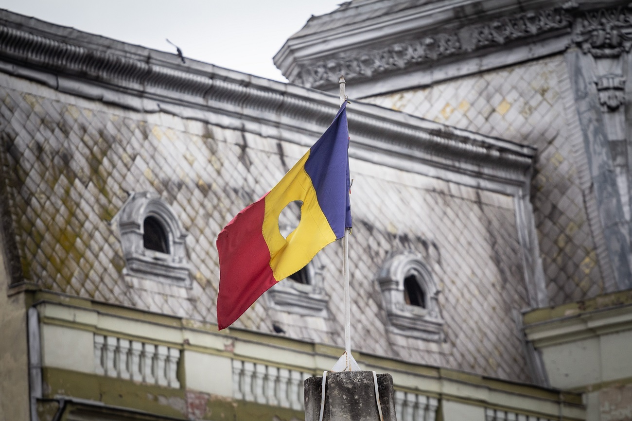 romanian,revolutionary,flag,with,a,hole,,also,called,drapelul,romaniei
