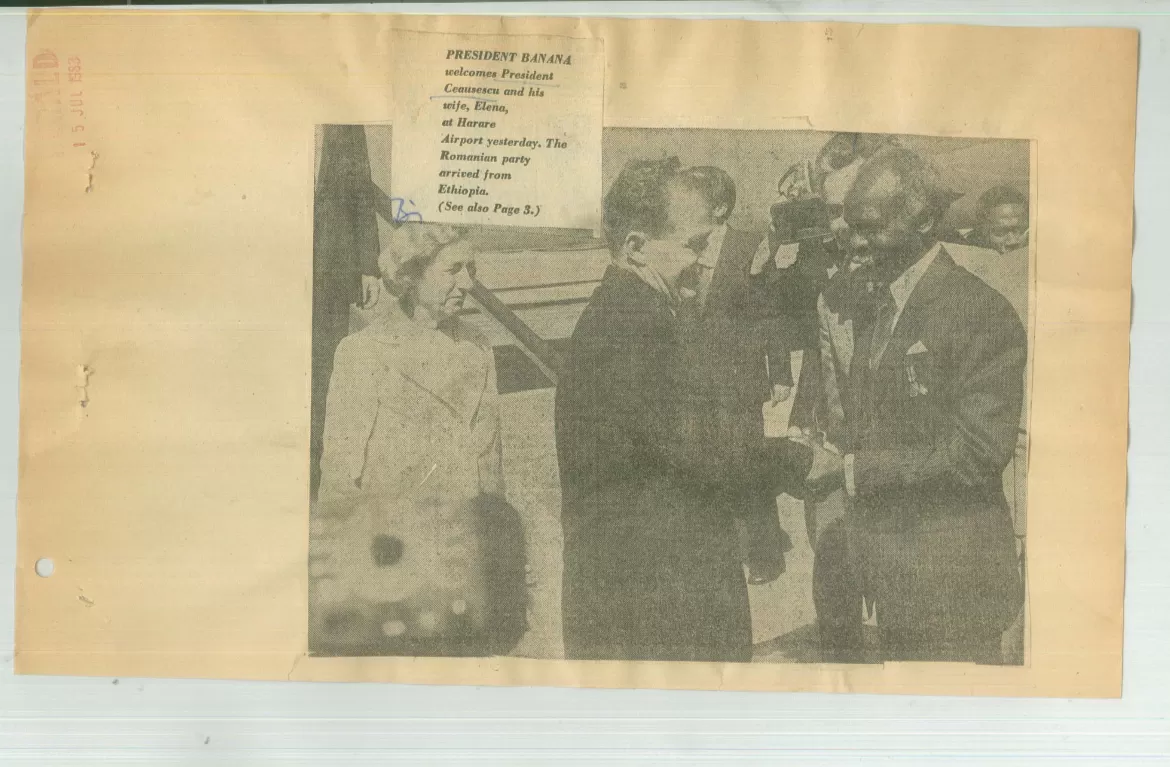 archival documents president banana welcomes president ceausescu