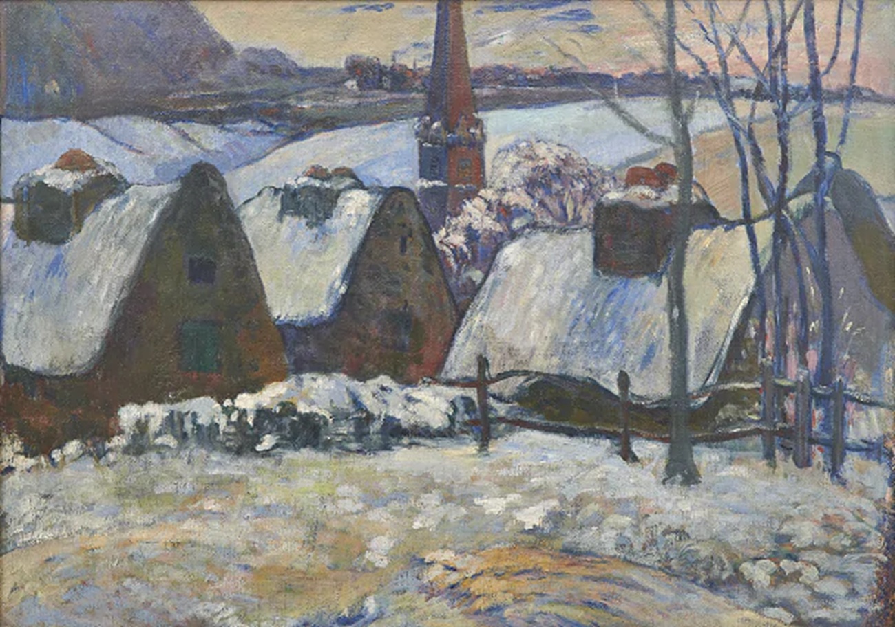 village breton sous la neige, gauguin