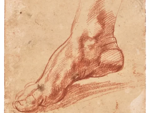 michelangelo, studiu pentru piciorul drept, capela sixtina, christies