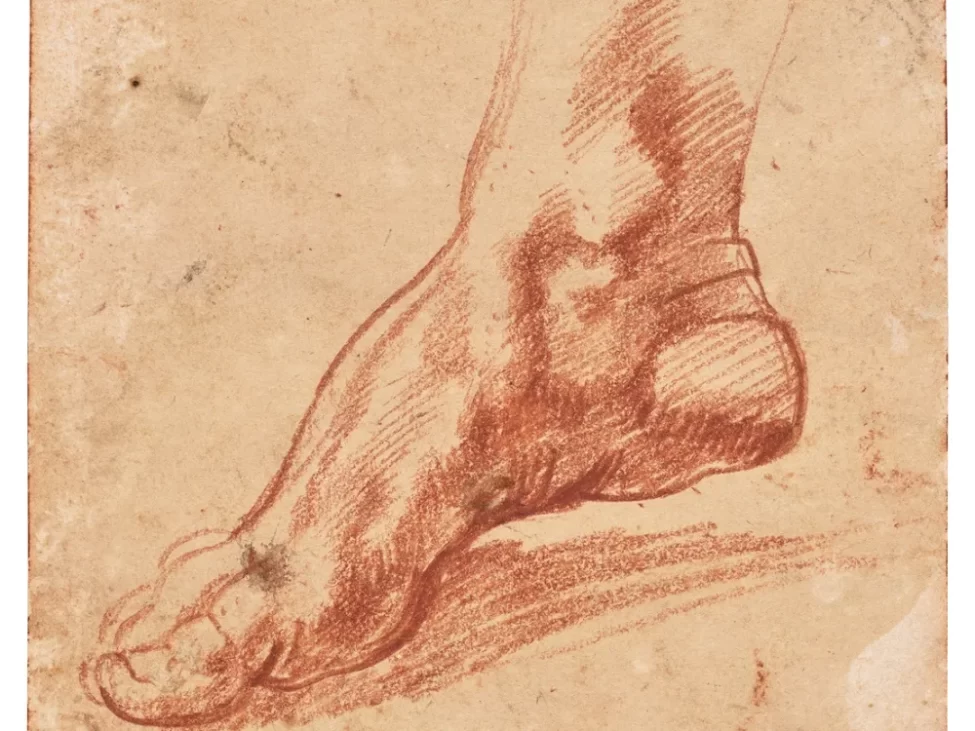 michelangelo, studiu pentru piciorul drept, capela sixtina, christies