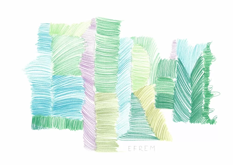 silvia traistaru, efrem (părintele efrem), colored pencils on paper, 28 x 42 cm, 2024 (germany)