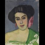 olga meerson, autoportret cu esarfa verde