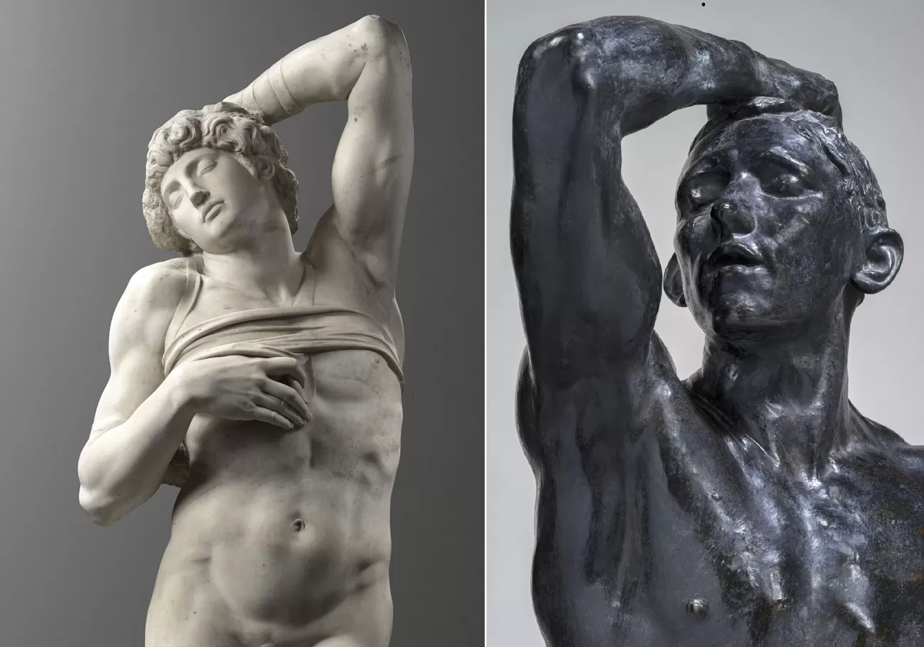michelangelo l'esclave mourant, rodin l age d airain, musée du louvre, musee rodin