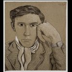 portrait of a young man, 1944 (black crayon & white chalk on paper) © the lucian freud archive