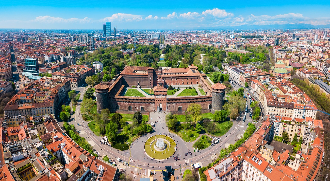 sforza,castle,or,castello,sforzesco,aerial,panoramic,view.,sforza,castle