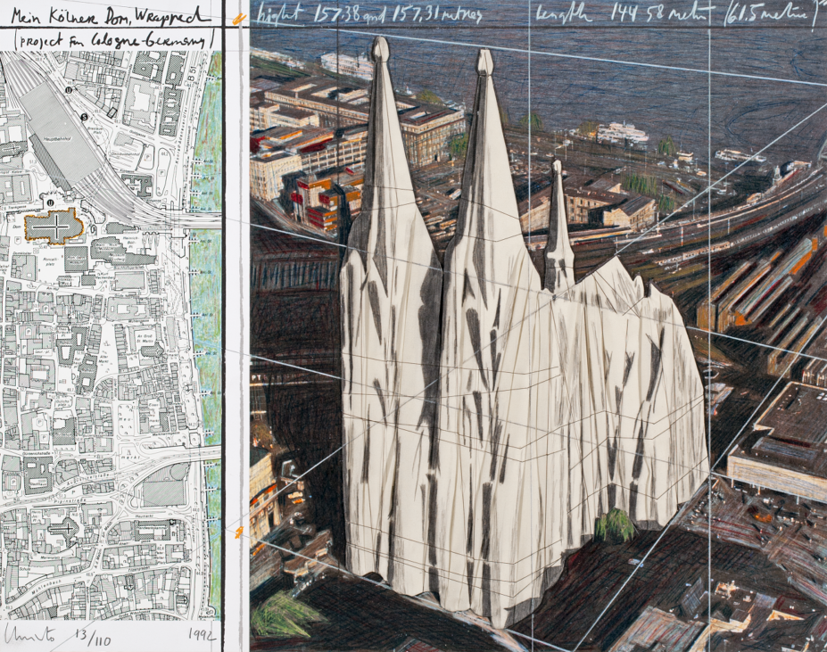 christo, jeanne claude, proiect dom koln, 1992