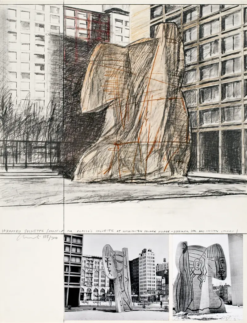 wrapped sylvette (project for washington square village, new york), christo jeanne claude