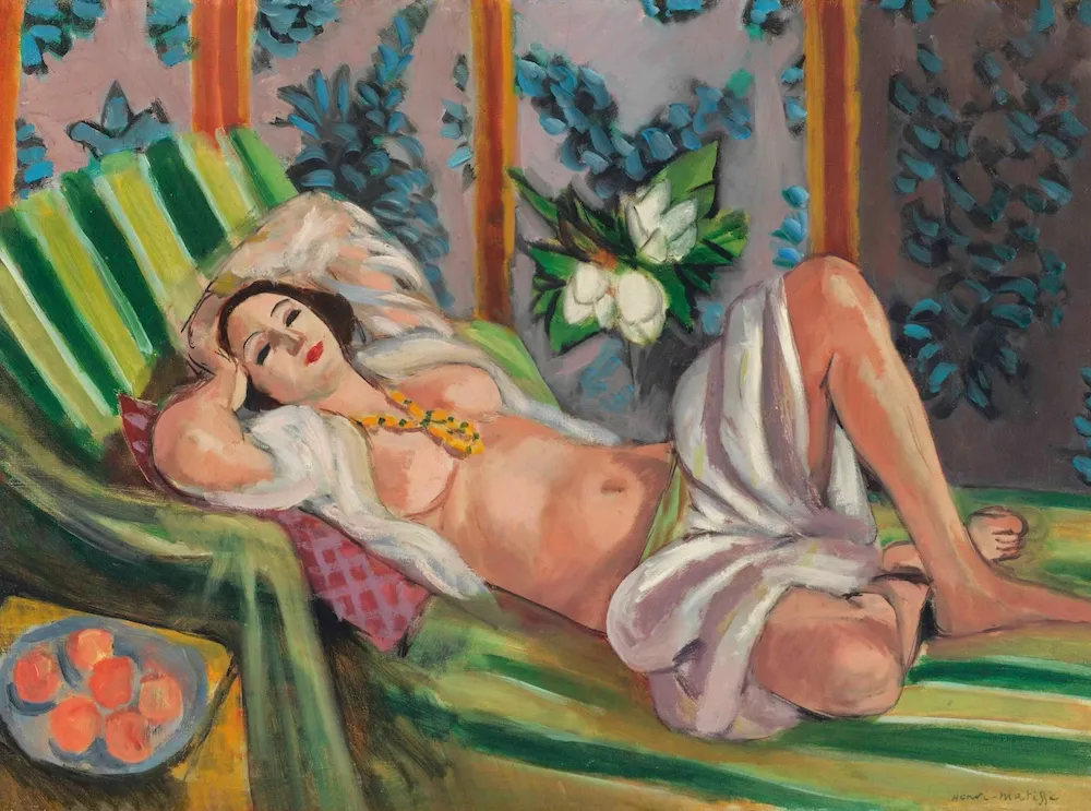henri matisse, odalisque couchée aux magnolias, 1923