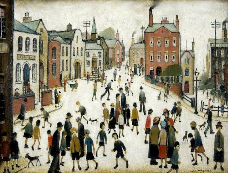 lowry, laurence stephen, 1887 1976; a village square