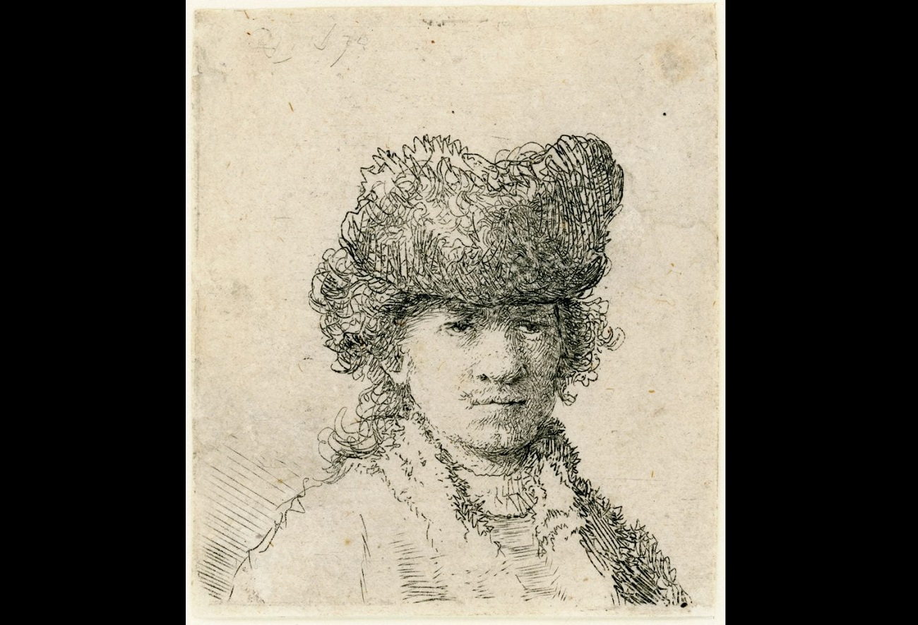 rembrandt van rijn, self portrait in a fur cap (1630), colecția charlotte meyer