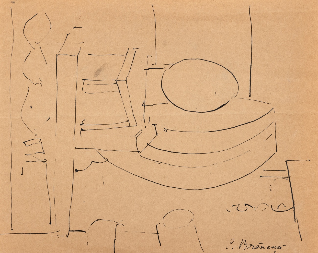 schiță de atelier, constantin brâncuși