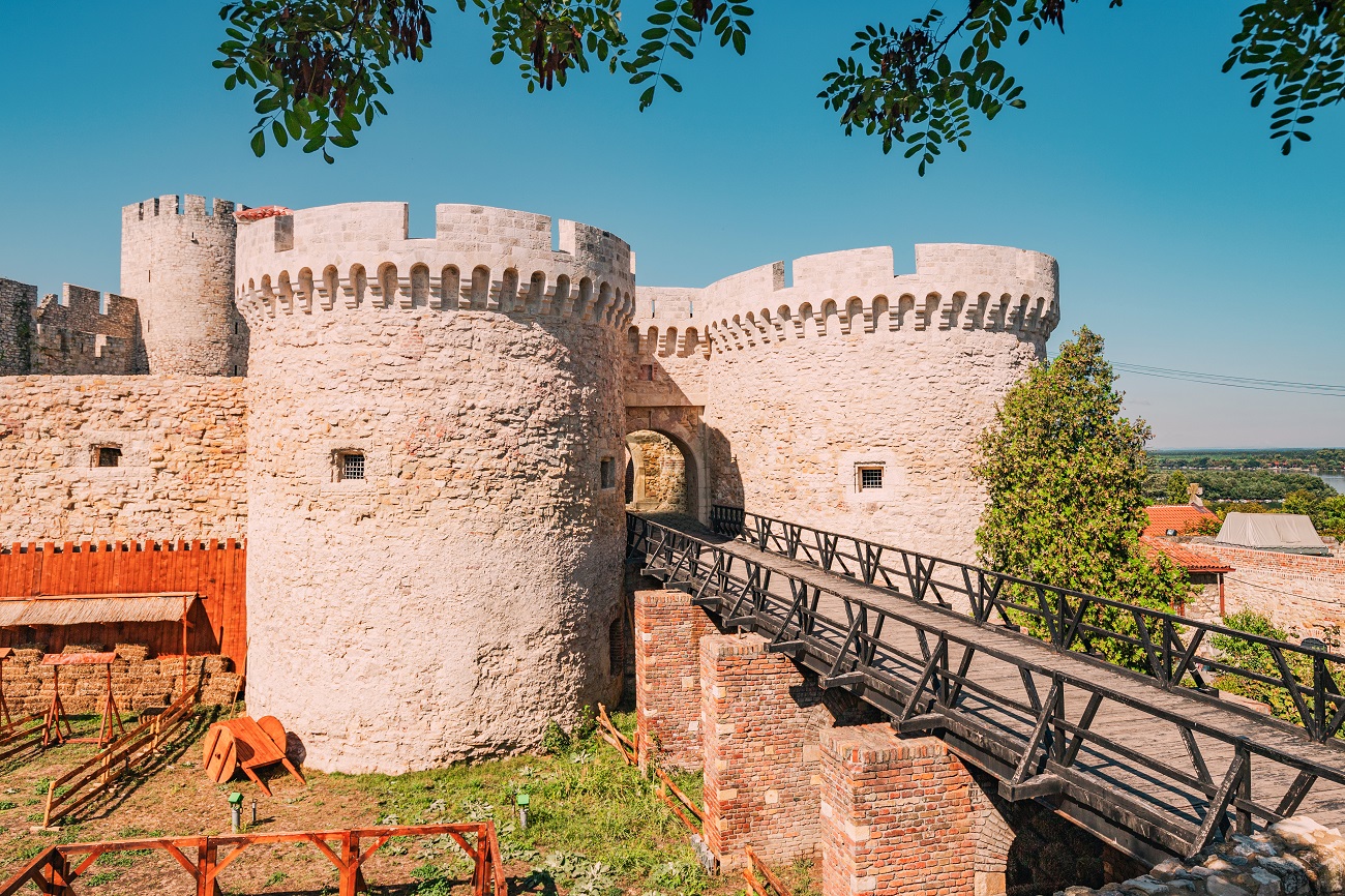 ancient stone gate of the kalemegdan fortress in belgrade, showcasing medieval architecture and rich history as a travel destination